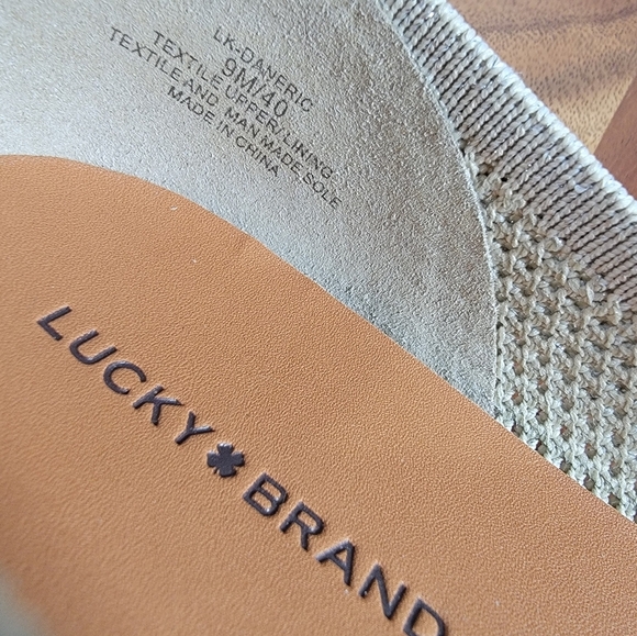 Lucky Brand Daneric Knit Flats Size 9 Cream Gold Ballet Flats Square Toe - Picture 15 of 16